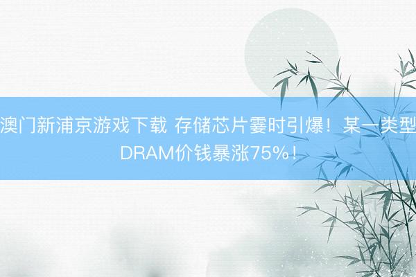 澳门新浦京游戏下载 存储芯片霎时引爆！某一类型DRAM价钱暴涨75%！