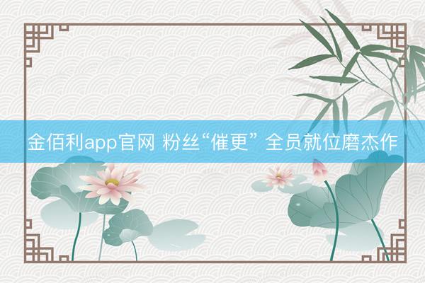 金佰利app官网 粉丝“催更” 全员就位磨杰作